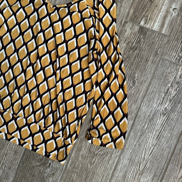 Naif Womens‎ Shirt Large Yellow Geometric Peasant Boho Anthropologie Light Top - Picture 3 of 10